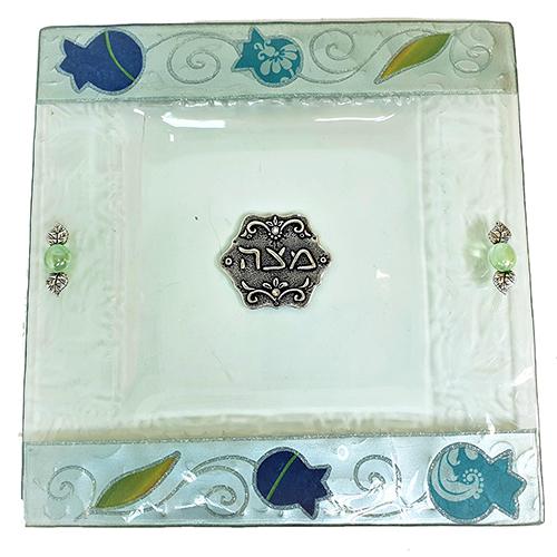 Lily Art - 50135 - Matza Tray Blue Pomegranate 30 c"m Judaica Art Gifts 