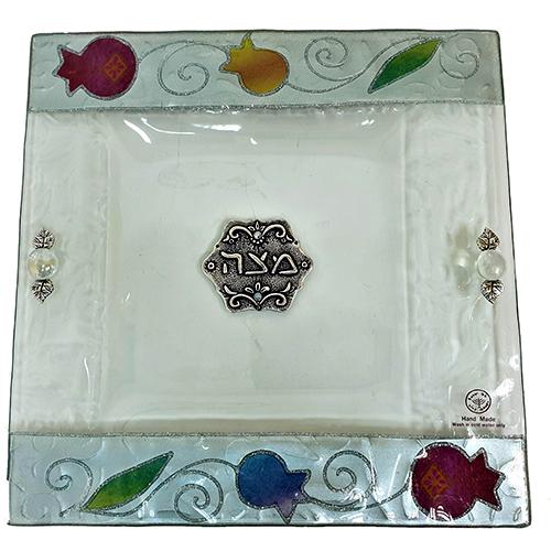 Lily Art - 50136 - Matza Tray Blue Pomegranate 30 c"m Judaica Art Gifts 