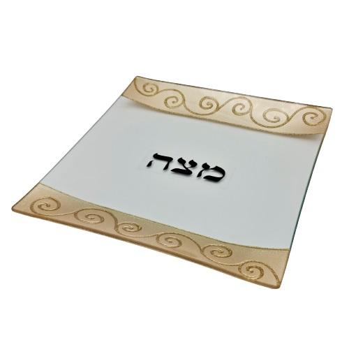 Lily Art - 501671-Handmade decorated matzah plate 25X25 cm Judaica Art Gifts 