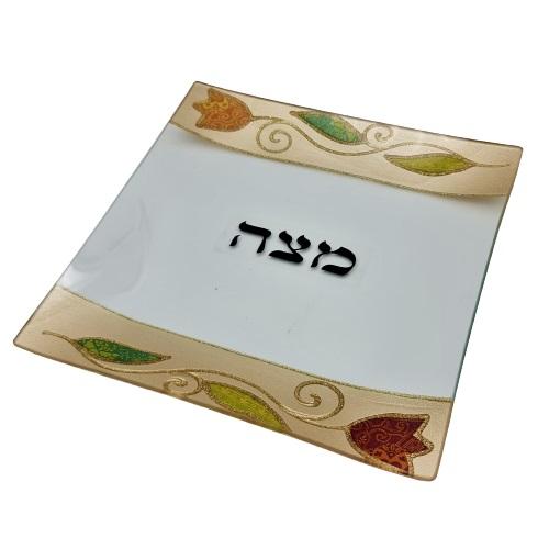 Lily Art - 501673-Handmade decorated matzah plate 25X25 cm Judaica Art Gifts 