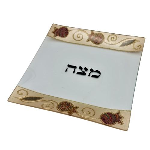 Lily Art - 501674-Handmade decorated matzah plate 25X25 cm Judaica Art Gifts 