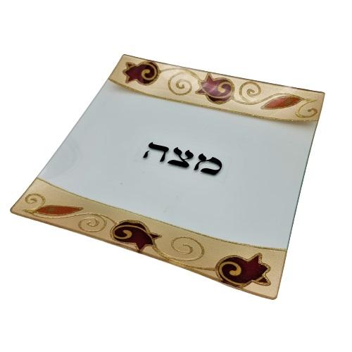 Lily Art - 501675-Handmade decorated matzah plate 25X25 cm Judaica Art Gifts 