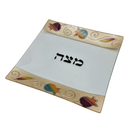 Lily Art - 501676-Handmade decorated matzah plate 25X25 cm Judaica Art Gifts 
