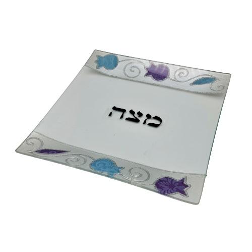 Lily Art - 501680-Handmade decorated matzah plate 25X25 cm Judaica Art Gifts 