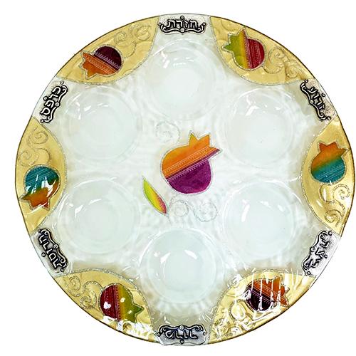 Lily Art - 50179 - Passover plate decorated with a rainbow 33 c"m Judaica Art Gifts 