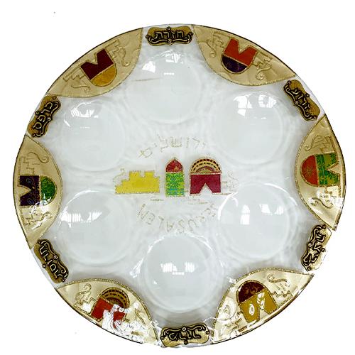 Lily Art - 50180 - Passover plate decorated with red gold 33 c"m Judaica Art Gifts 