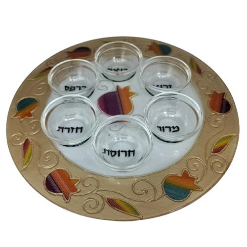Lily Art - 50190-1-Passover plate designed 33 cm handmade including saucers Judaica Art Gifts 