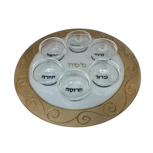 Lily Art - 50196-1-Passover plate designed 33 cm handmade including saucers Judaica Art Gifts 