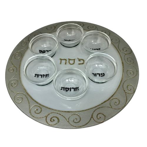 Lily Art - 50197-1-Passover plate designed 33 cm handmade including saucers Judaica Art Gifts 