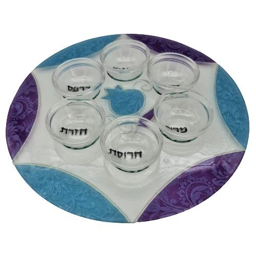 Lily Art - 50199-1-Passover plate designed 33 cm handmade including saucers Judaica Art Gifts 