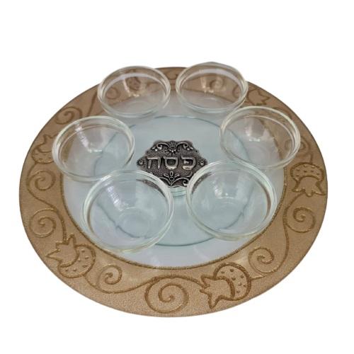 Lily Art - 50223-Passover plate designed 30 cm handmade including saucers Judaica Art Gifts 