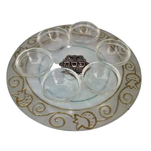 Lily Art - 50224-Passover plate designed 30 cm handmade including saucers Judaica Art Gifts 