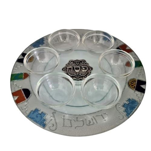 Lily Art - 50225-Passover plate designed 30 cm handmade including saucers Judaica Art Gifts 