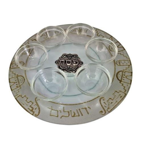 Lily Art - 50226-Passover plate designed 30 cm handmade including saucers Judaica Art Gifts 