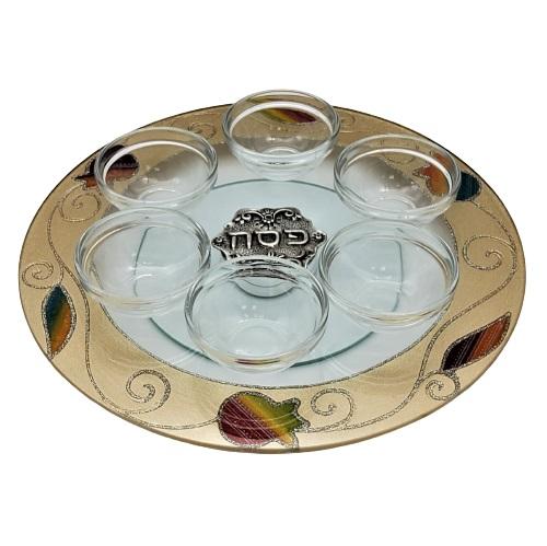 Lily Art - 50228-Passover plate designed 30 cm handmade including saucers Judaica Art Gifts 