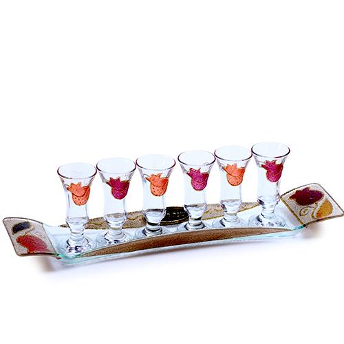 Lily Art - 507127-6 - Set + Liqueur opens with tray Judaica Art Gifts 