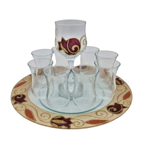 Lily Art - 50720-wine divider with rotating plate+8 cups 30x17 c"m Judaica Art Gifts 