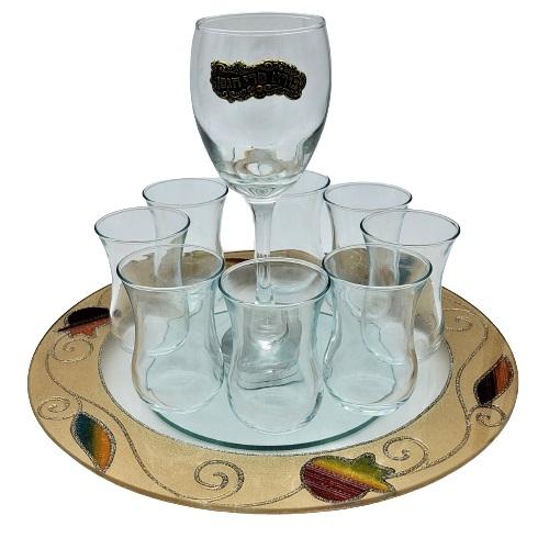 Lily Art - 50723-wine divider with rotating plate+8 cups 30x17 c"m Judaica Art Gifts 