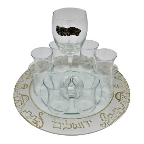 Lily Art - 50727-wine divider with rotating plate+8 cups 30x17 c"m Judaica Art Gifts 