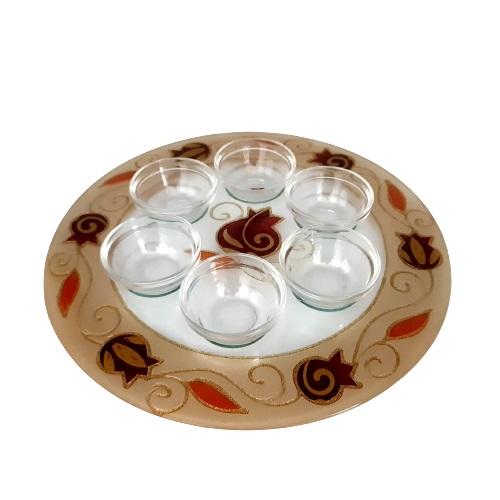 Lily Art - 50743-Round Simonim Symbolic for Rosh Hashanah - pomegranates Judaica Art Gifts 