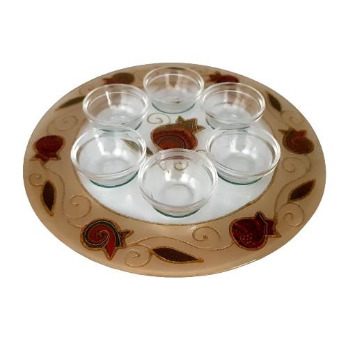 Lily Art - 50745-Round Simonim Symbolic for Rosh Hashanah - pomegranates Judaica Art Gifts 