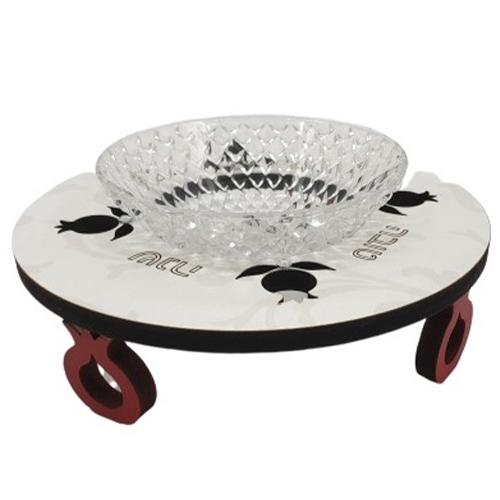 Lily Art - 50792-Sale !!! Wooden honey dish with pomegranate laser cutting Judaica Art Gifts 