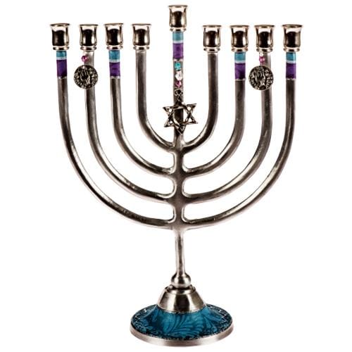 Lily Art - 61805-9 - Large aluminum menorah Judaica Art Gifts 