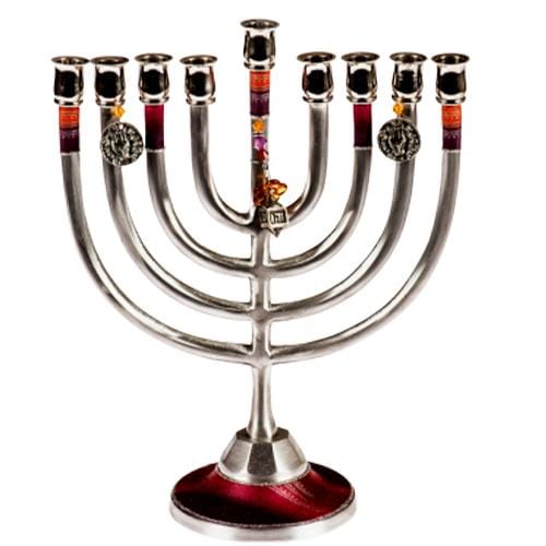 Lily Art - 61806-10 - Large aluminum menorah Judaica Art Gifts 