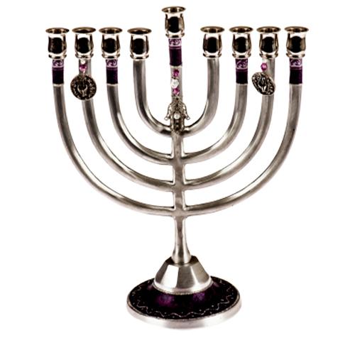 Lily Art - 61806-9 - Large aluminum menorah Judaica Art Gifts 
