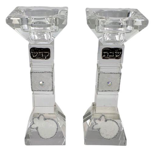 Lily Art - 8011-A pair of 16 cm white lace candlesticks Judaica Art Gifts 