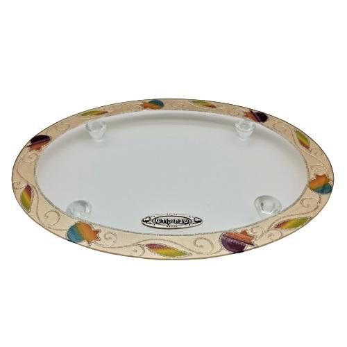 Lily Art - 80480-1- hand made oval tray 38x28 cm Judaica Art Gifts 