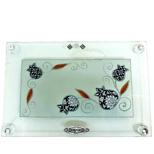 Lily Art - 80504 - Large regular tray with blue Pomegranates Judaica Art Gifts 