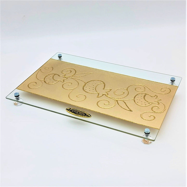 Lily Art - 80510 - hand made gold Pomegranate tray 38x28 cm Judaica Art Gifts 
