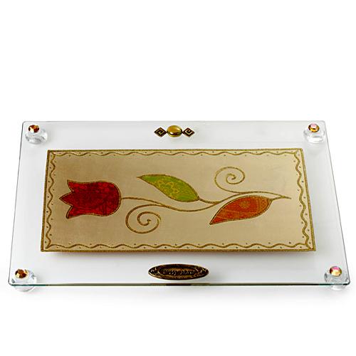 Lily Art - 815-16 - Large regular tray Pomegranate / Tulip Acrylic Judaica Art Gifts 