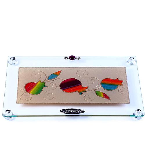 Lily Art - 815-34 - Large regular tray Pomegranate / Tulip Acrylic Judaica Art Gifts 