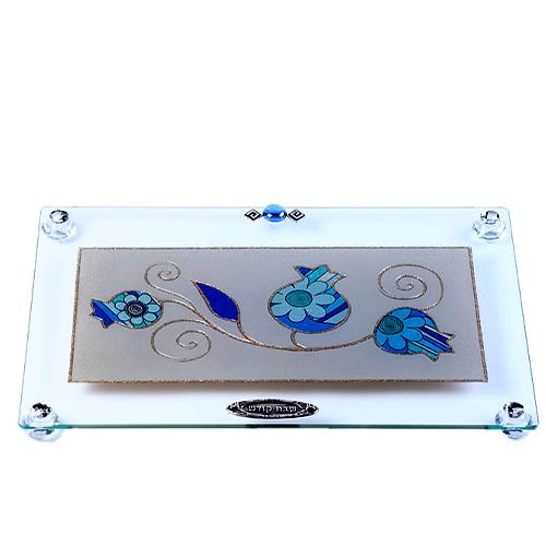 Lily Art - 815-45P - Large regular tray Pomegranate / Tulip Acrylic Judaica Art Gifts 