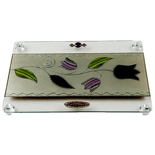 Lily Art - 815-58 - Large regular tray Pomegranate / Tulip Acrylic Judaica Art Gifts 