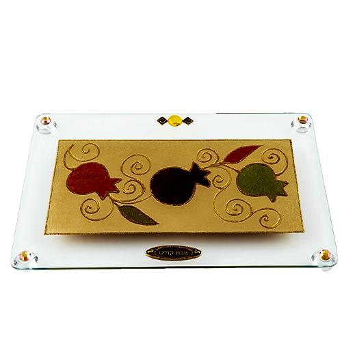 Lily Art - 815-6 - Large regular tray Pomegranate / Tulip Acrylic Judaica Art Gifts 