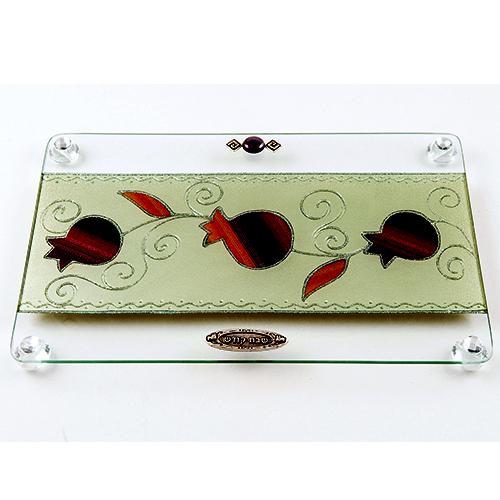 Lily Art - 815-64 - Large regular tray Pomegranate / Tulip Acrylic Judaica Art Gifts 