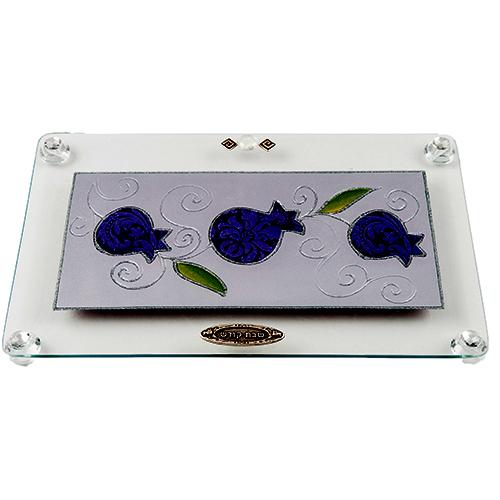 Lily Art - 815-68P - Large regular tray Pomegranate / Tulip Acrylic Judaica Art Gifts 