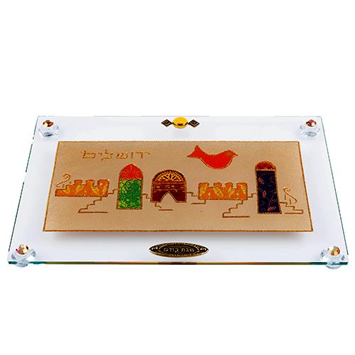 Lily Art - 816-22 - Jerusalem regular tray painted Acrylic Judaica Art Gifts 