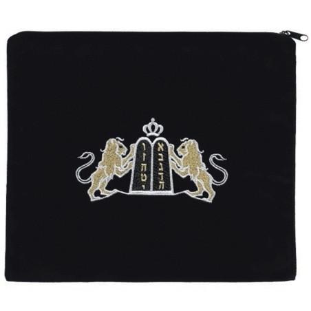 Lion Embroidered Tallit Bag Black 