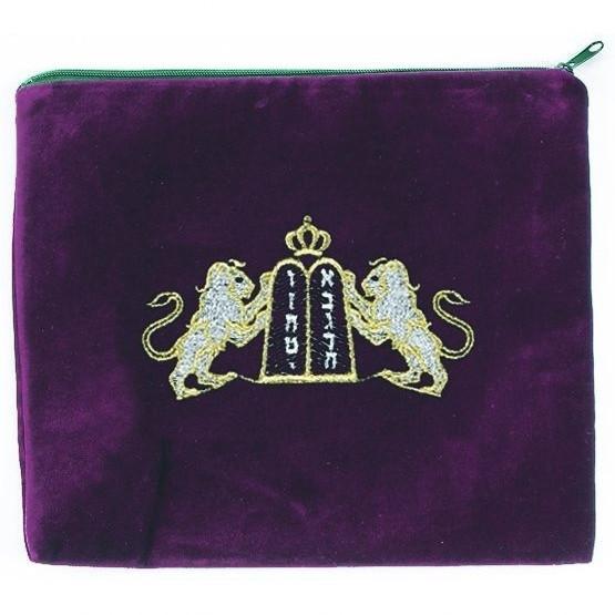Lion Embroidered Tallit Bag Maroon 