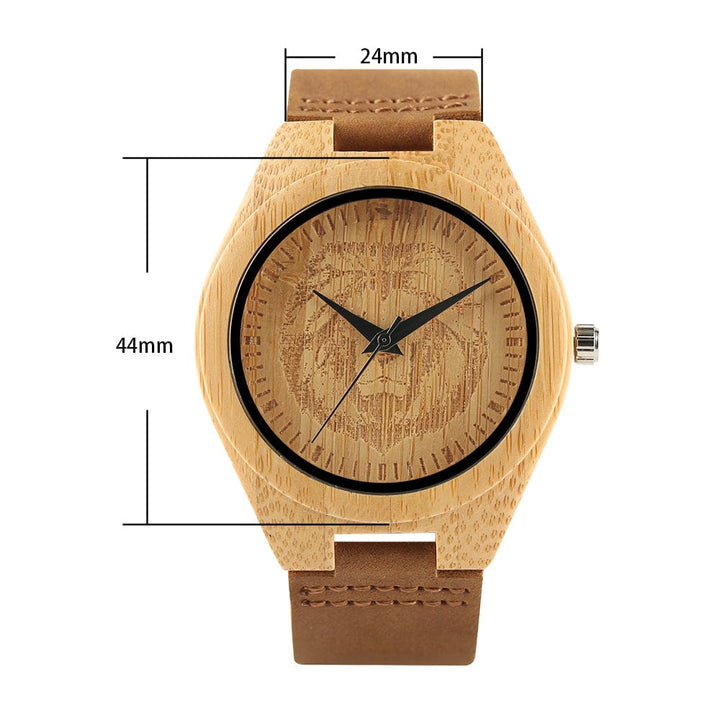 Lion of Judah Men's Wooden Watch Genuine Leather Wrist Watch watch 