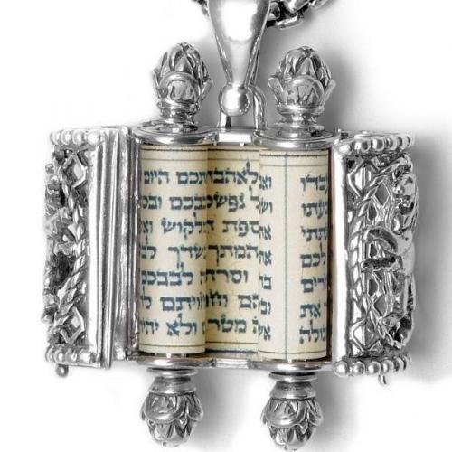 Lion of Judash Torah Scroll Case Locket Necklace Silver 