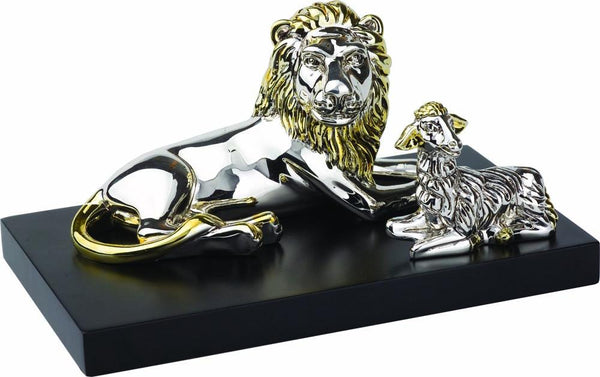 Lion with Sheep Silver 925 Electroforming Item No. 1029 Size 10x21 Cm Silver 925 Electroforming 