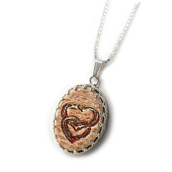Love Handmade Ceramic Pendant And Silver Necklace 
