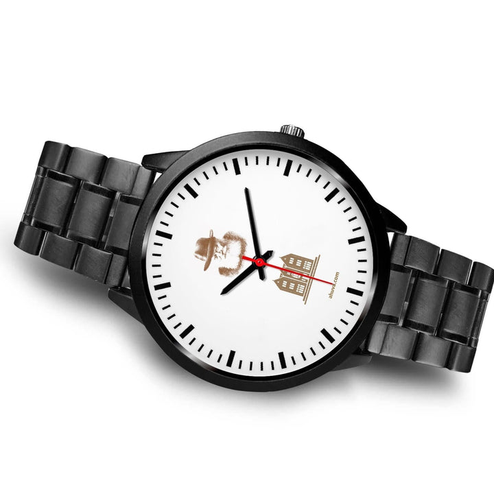Lubavitcher Rebbe 770 Hebrew Wristwatch Black Black Watch 