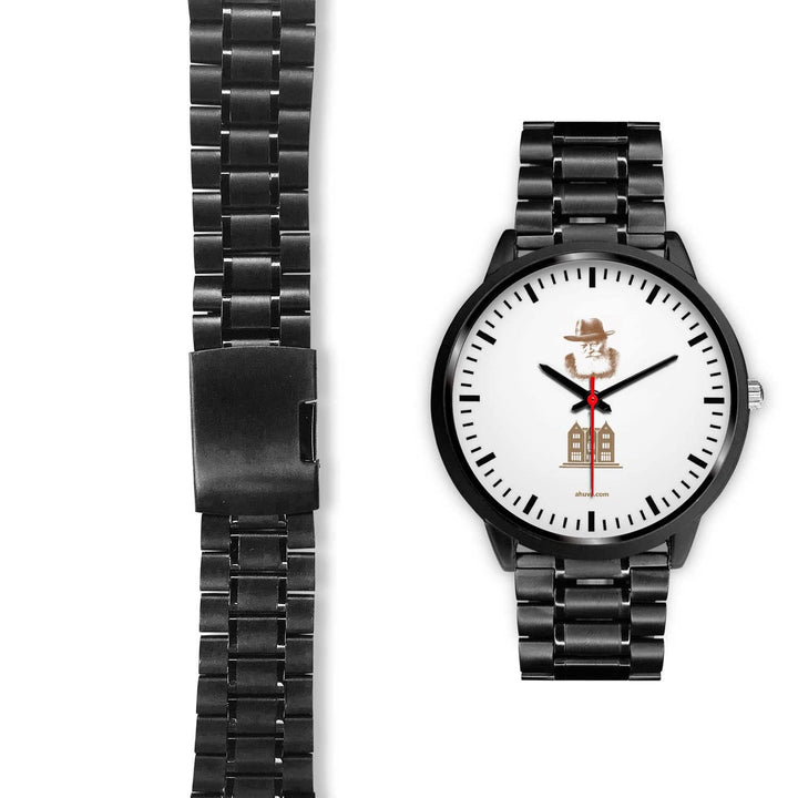 Lubavitcher Rebbe 770 Hebrew Wristwatch Black Black Watch 