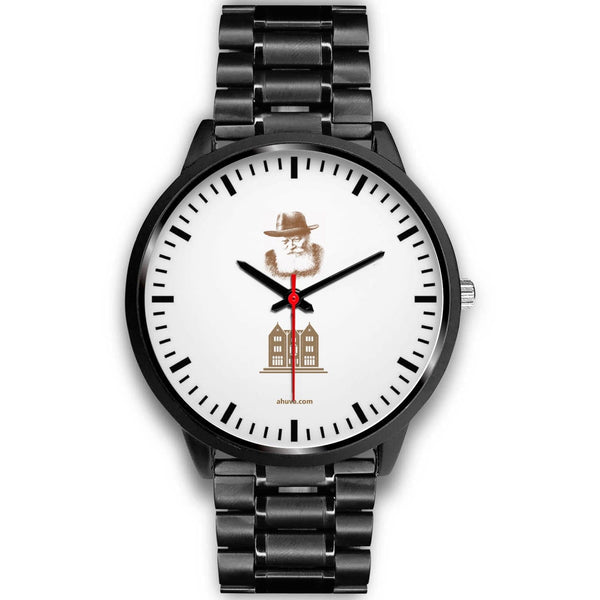 Lubavitcher Rebbe 770 Hebrew Wristwatch Black Black Watch Mens 40mm Black Metal Link 